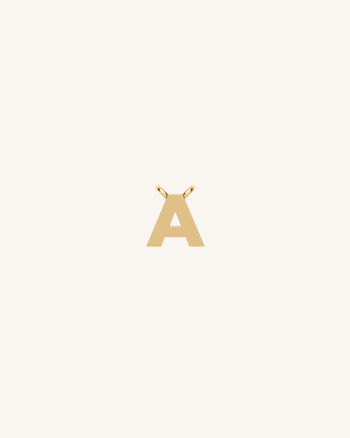 Yellow gold letter A charm with small loop for attaching