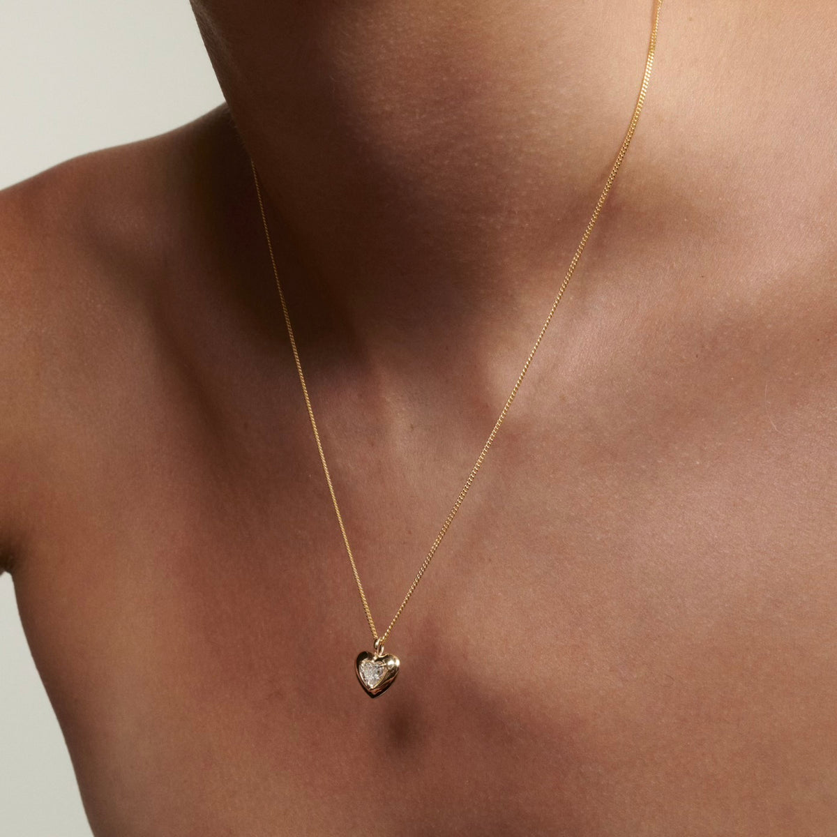 Diamond Puffed Heart Pendant | Heart Lab-Grown Diamond Necklace