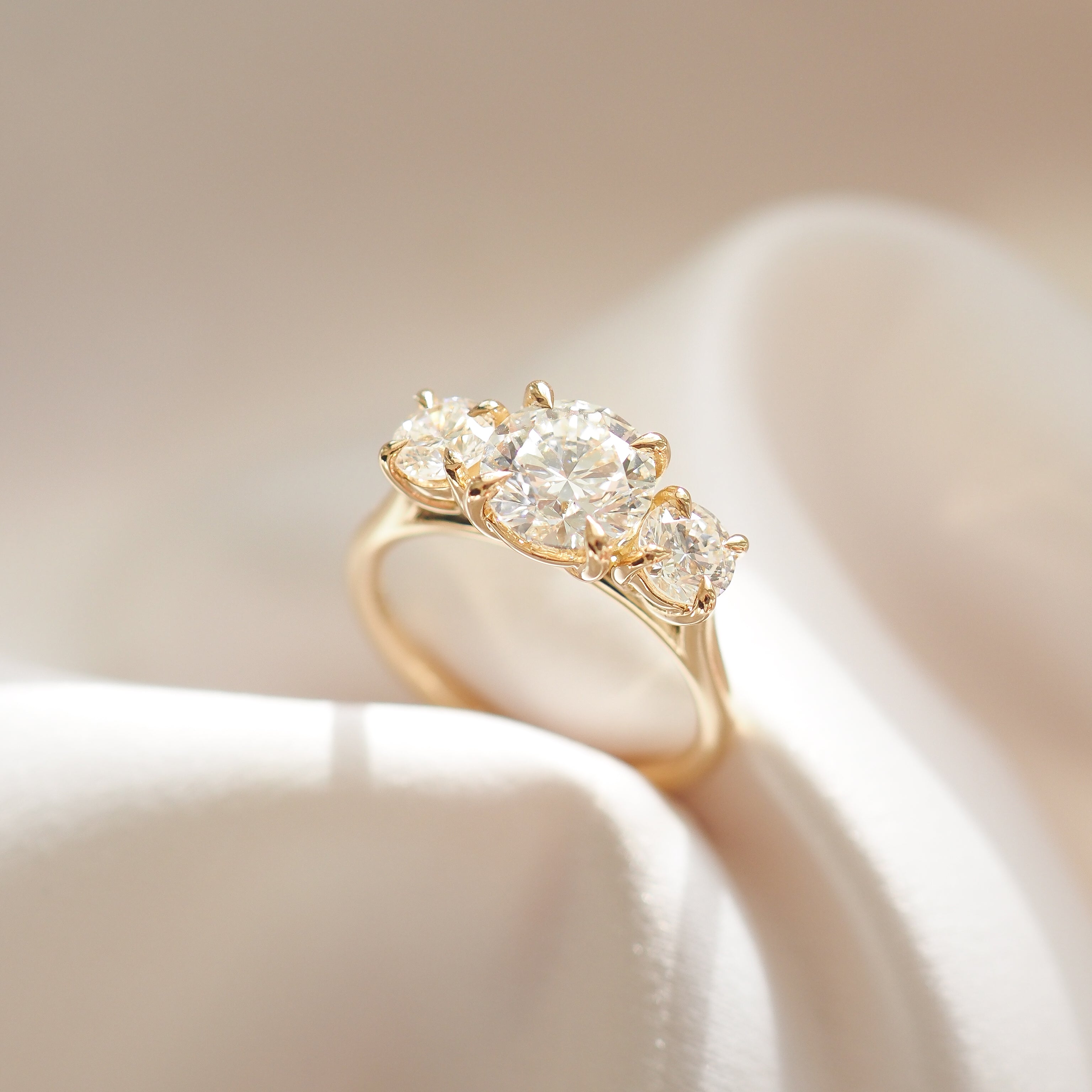 Amora | 2.2ct Round Trilogy Lab-Grown Diamond Engagement Ring