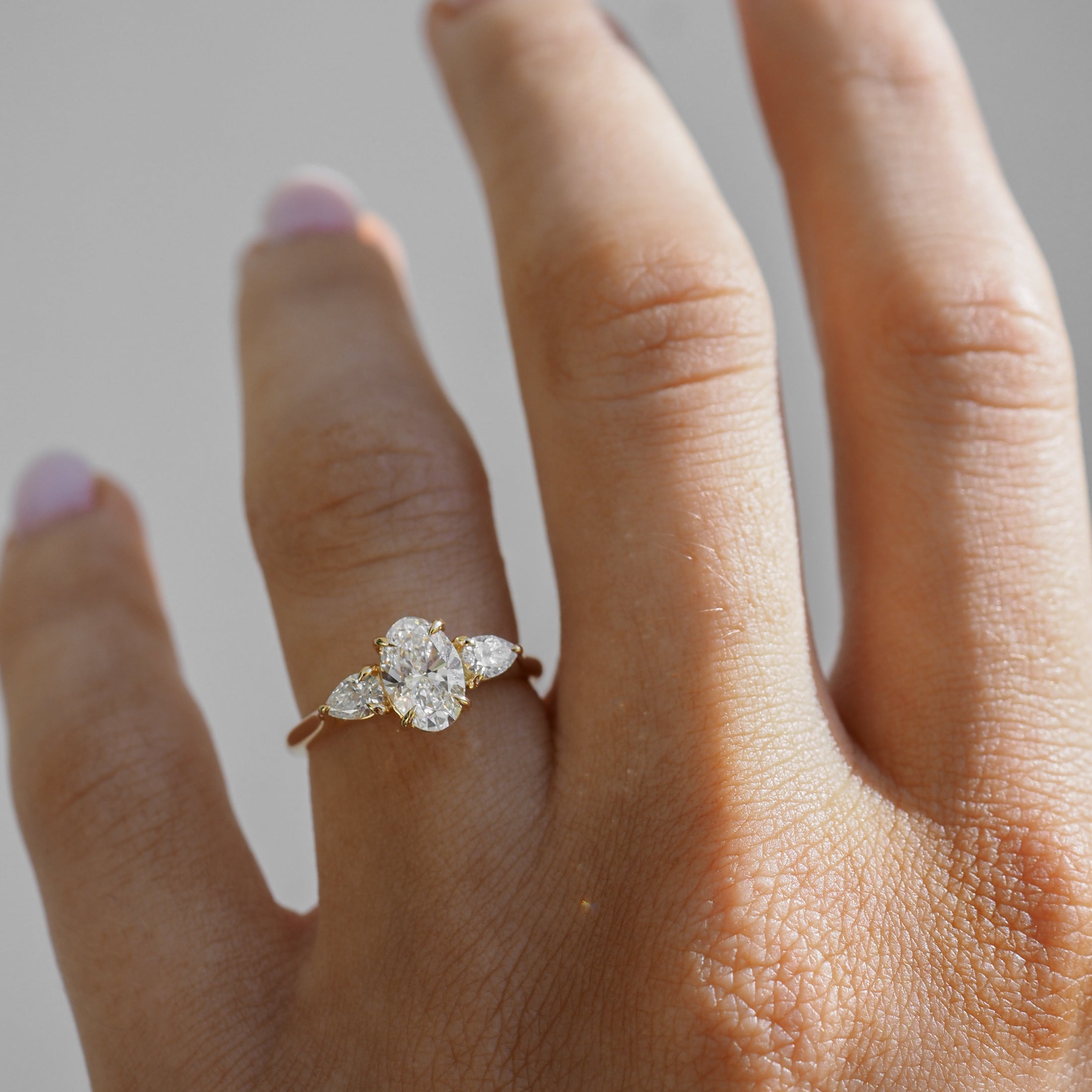 Ania | 1.3ct Oval & Pear Trilogy Lab-Grown Diamond Engagement Ring