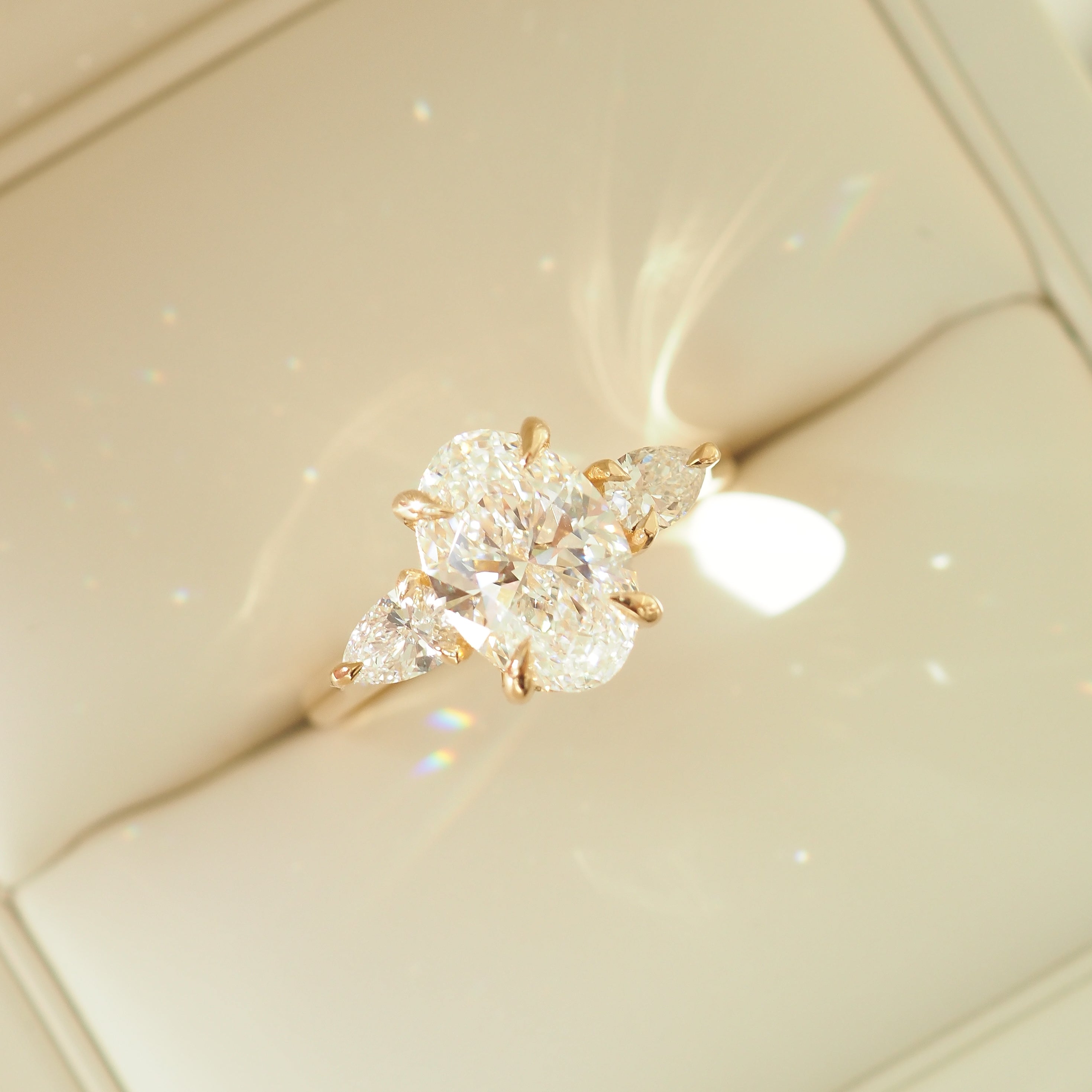 Ania | 2.3ct Oval & Pear Trilogy Lab-Grown Diamond Engagement Ring