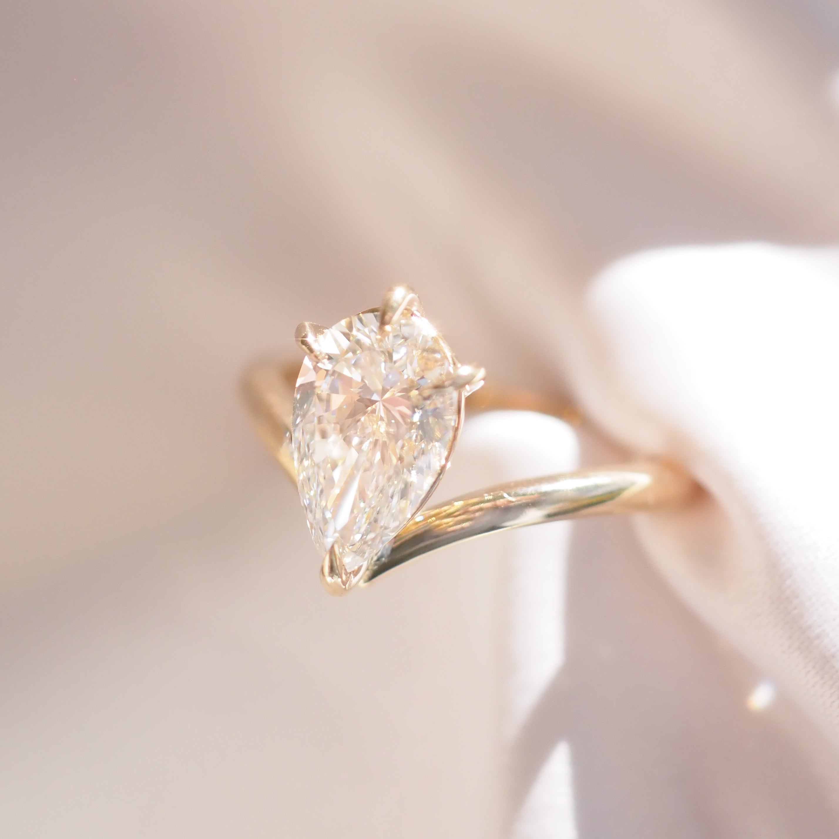 Ara | Pear Solitaire Lab-Grown Diamond Engagement Ring with Wishbone Band