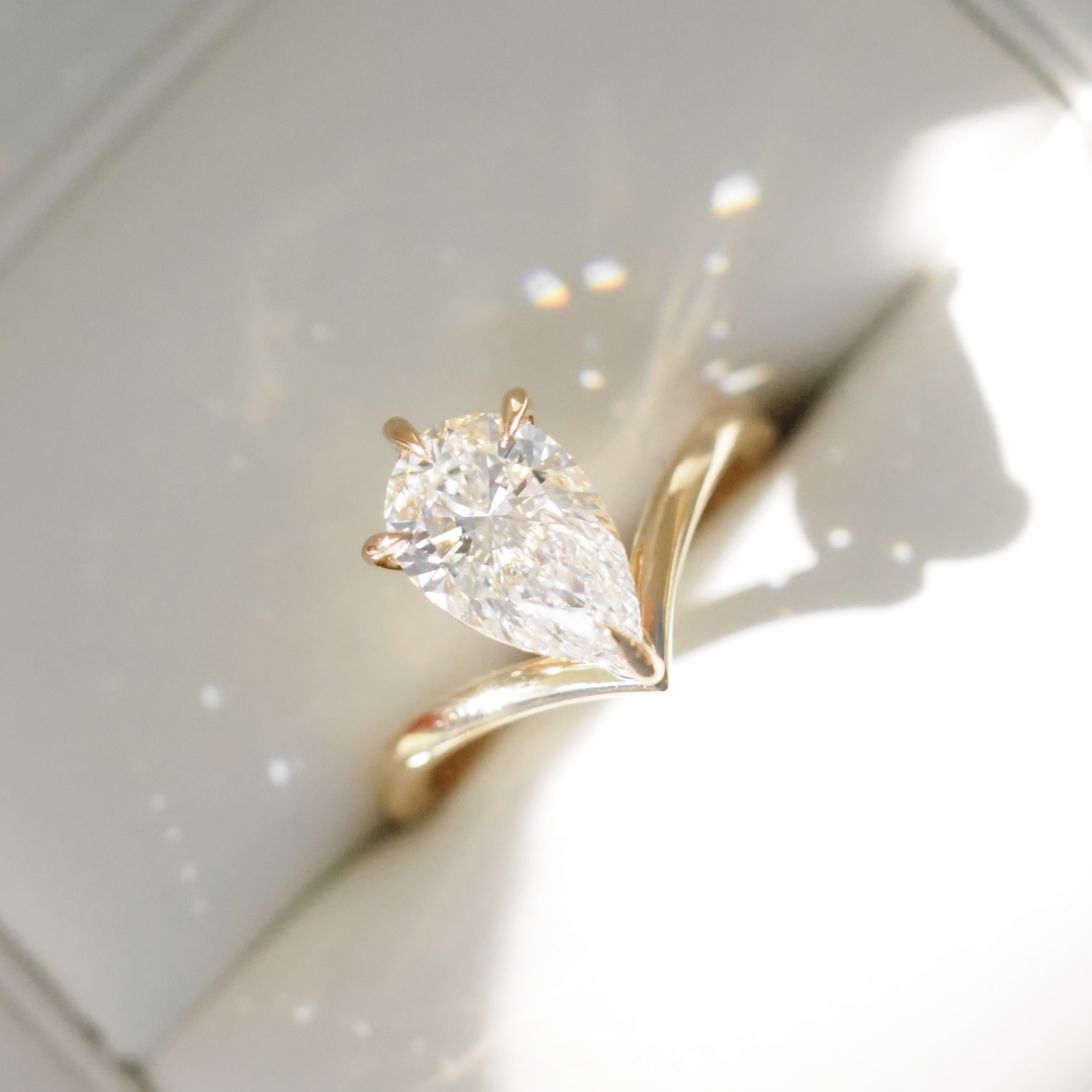 Ara | Pear Solitaire Lab-Grown Diamond Engagement Ring with Wishbone Band