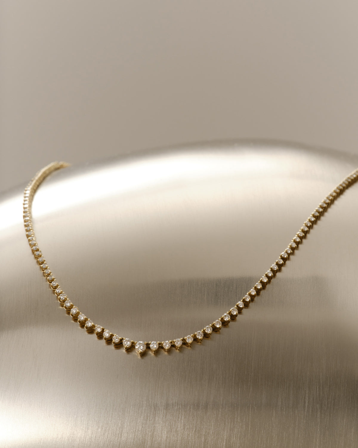 Crown Set Tennis Necklace | Round Lab-Grown Diamond Necklace