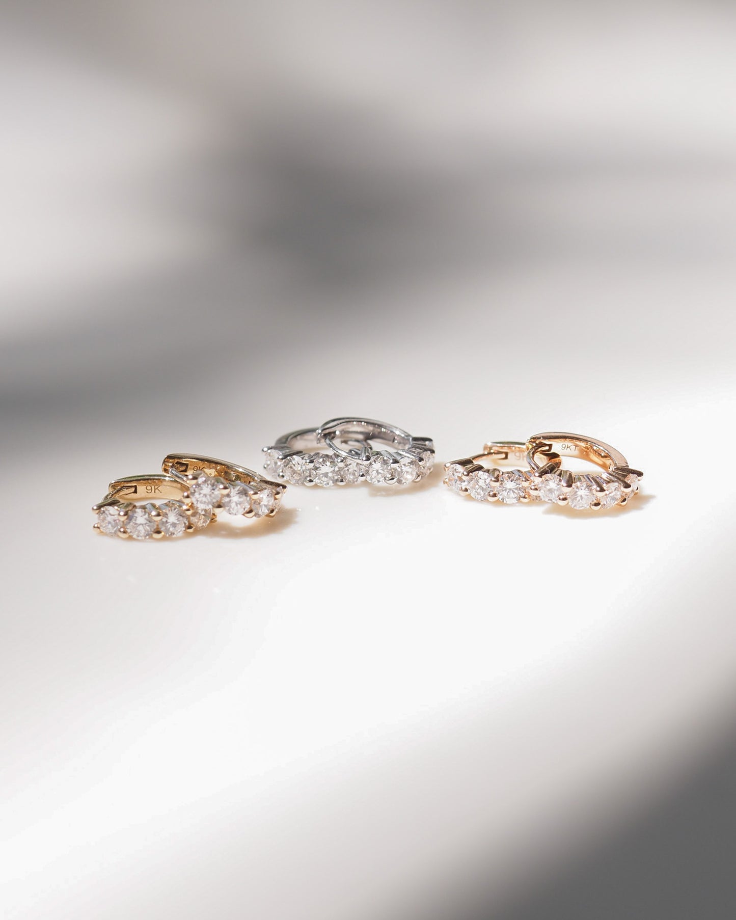 Yellow Gold, White Gold & Rose Gold Signature Diamond Huggies