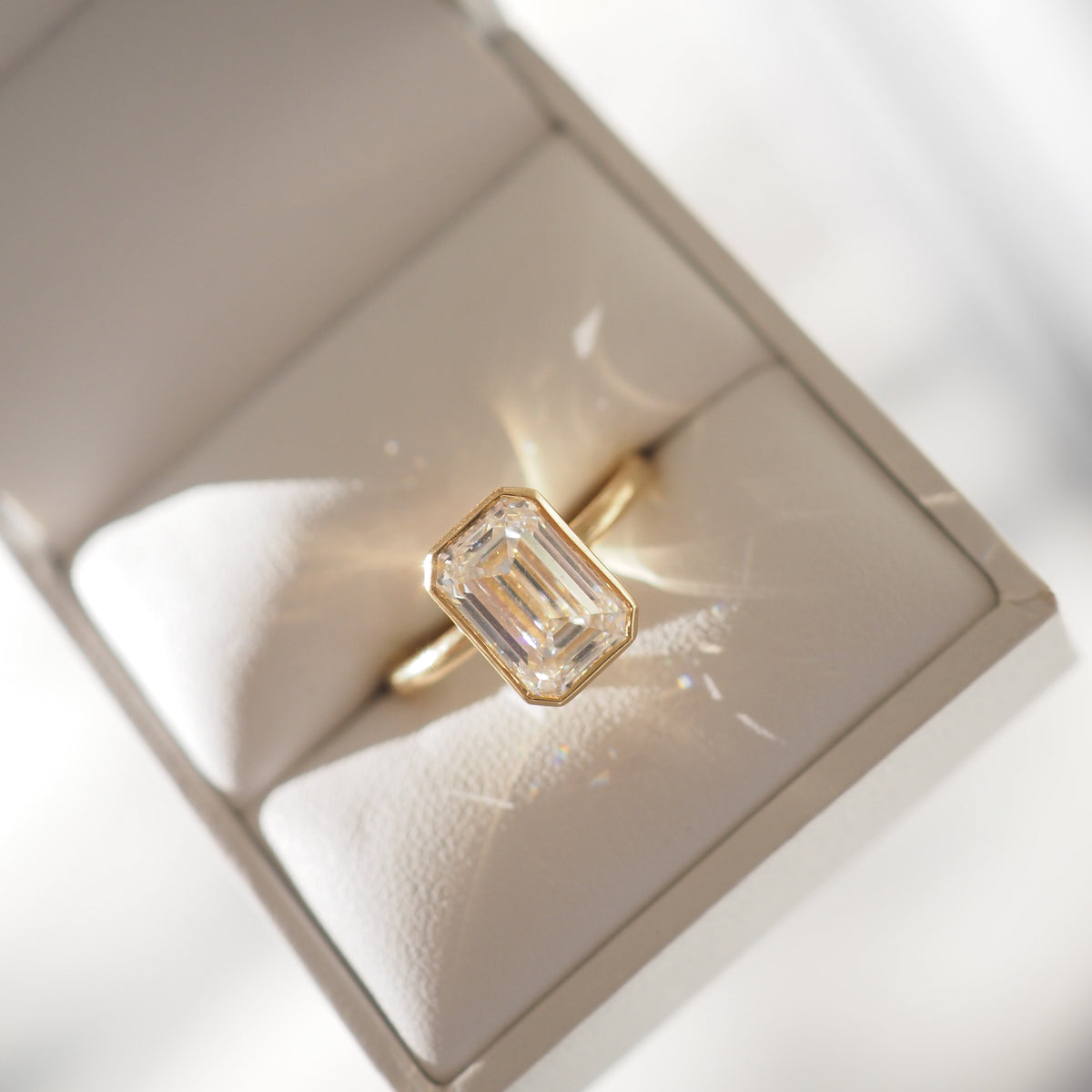 Eira | Emerald-Cut Bezel Lab-Grown Diamond Engagement Ring