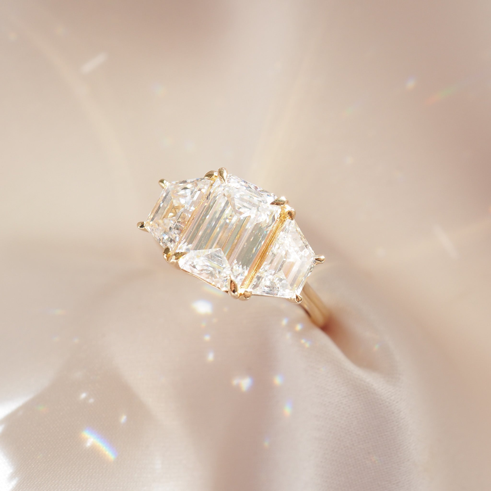 Emerald & Trapezoid Trilogy | 4.7ct Lab-Grown Diamond Ring