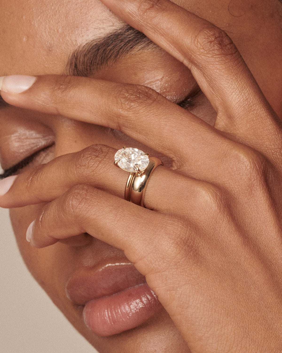 3ct Clara paired with the Dome Band