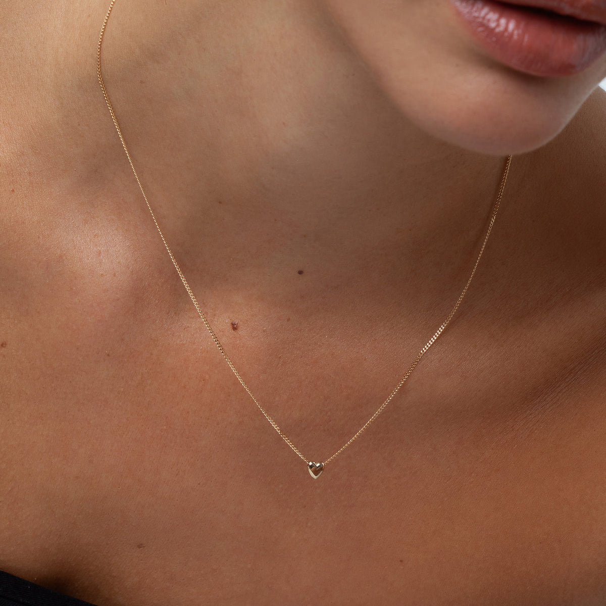 Puffed Heart Necklace | Sliding Charm Necklace