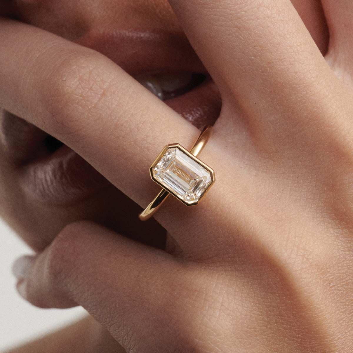 Eira | Emerald-Cut Bezel Lab-Grown Diamond Engagement Ring
