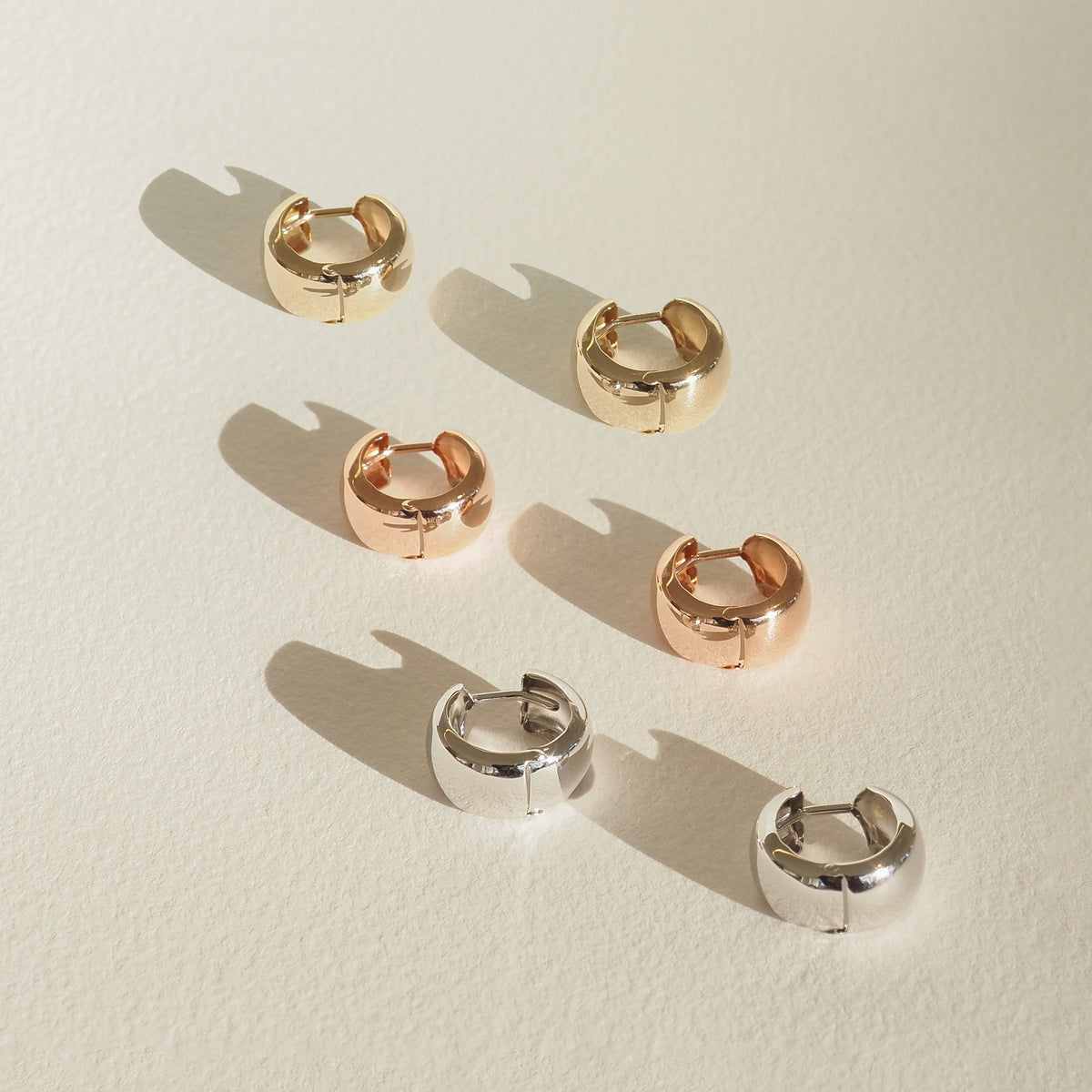 Yellow Gold (top), Rose Gold (middle), White Gold (Bottom)
