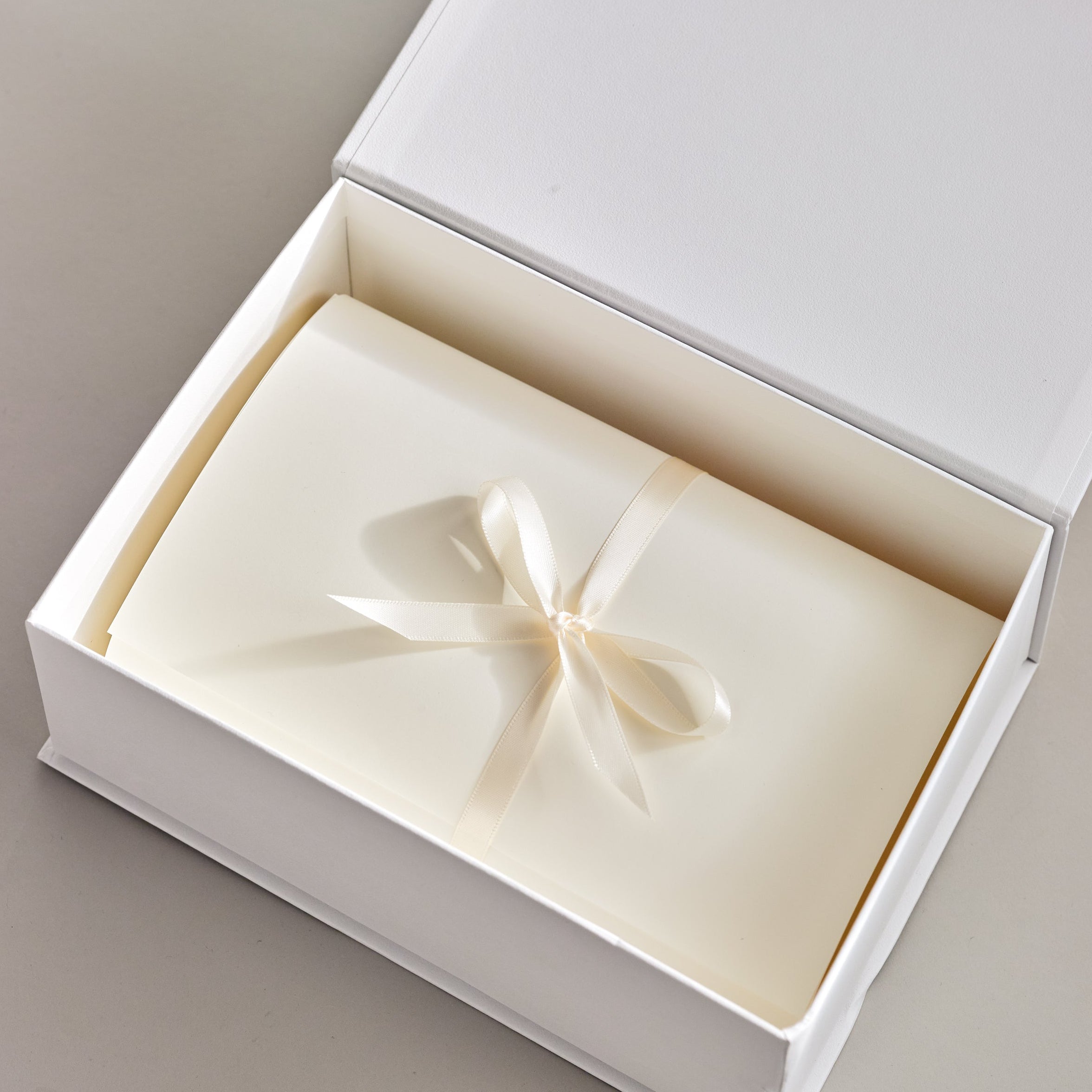 A box beautifully gift wrapped with a ribbon