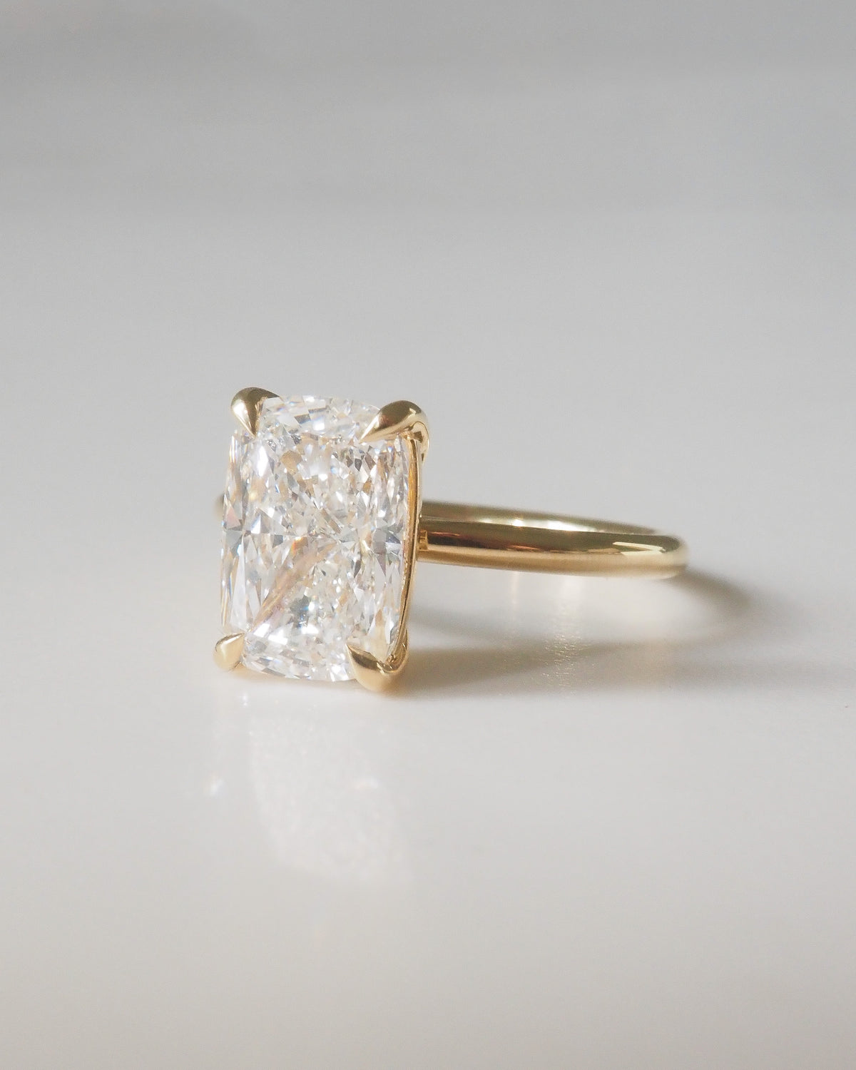 Khia | 3.3ct Elongated Cushion Solitaire Lab-Grown Diamond Engagement Ring