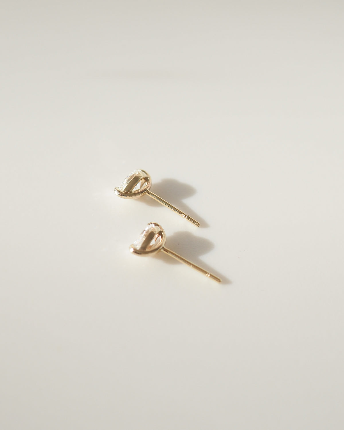9ct yellow gold stud earring posts with marquise diamond settings