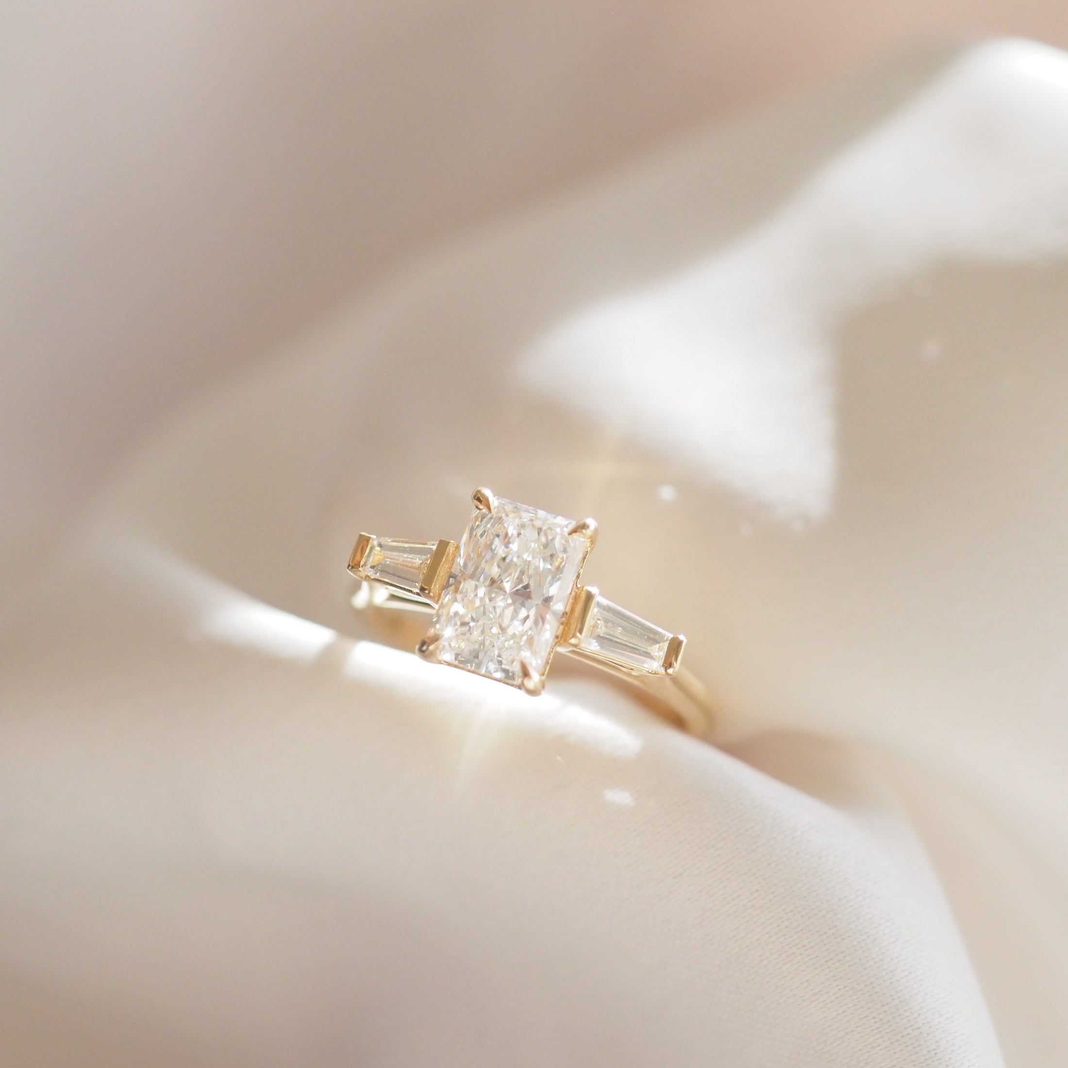 Radiant & Baguette Trilogy | 1.8ct Lab-Grown Diamond Engagement Ring