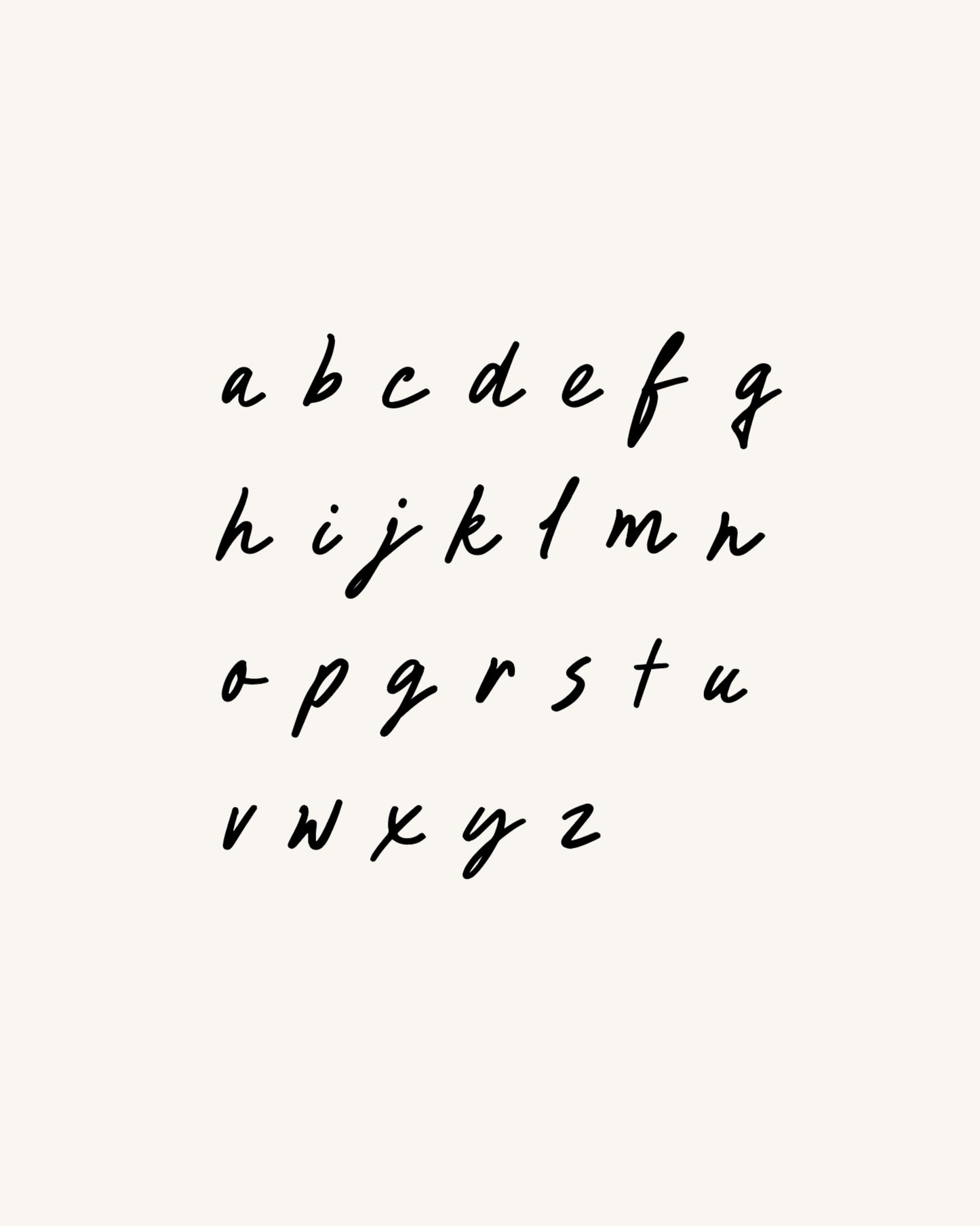 Handwritten alphabet letters on a white background