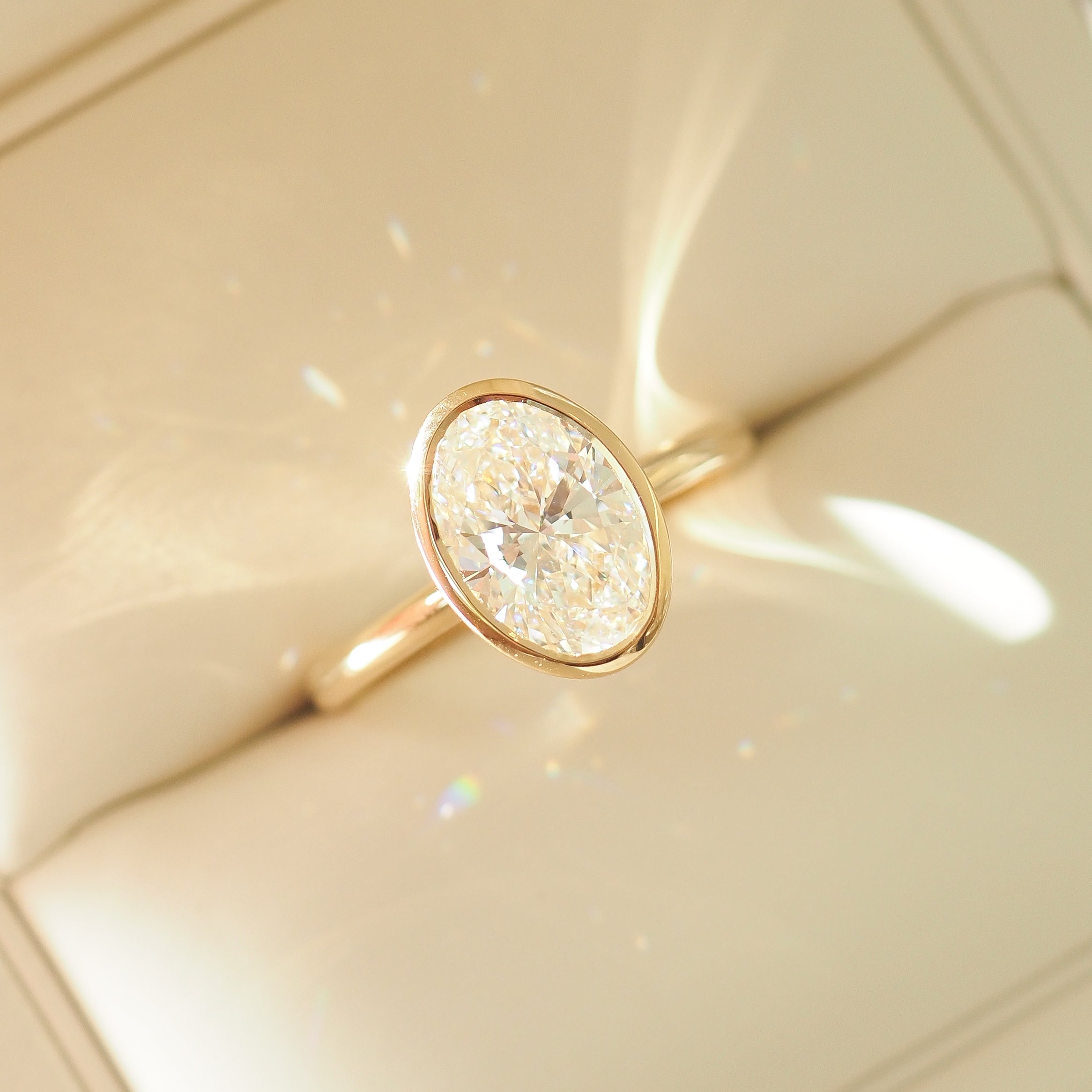 Vyla | 2ct Oval Bezel Solitaire Lab-Grown Diamond Engagement Ring